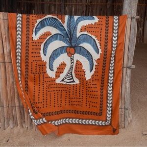 Orange and Blue Patterned Scarf